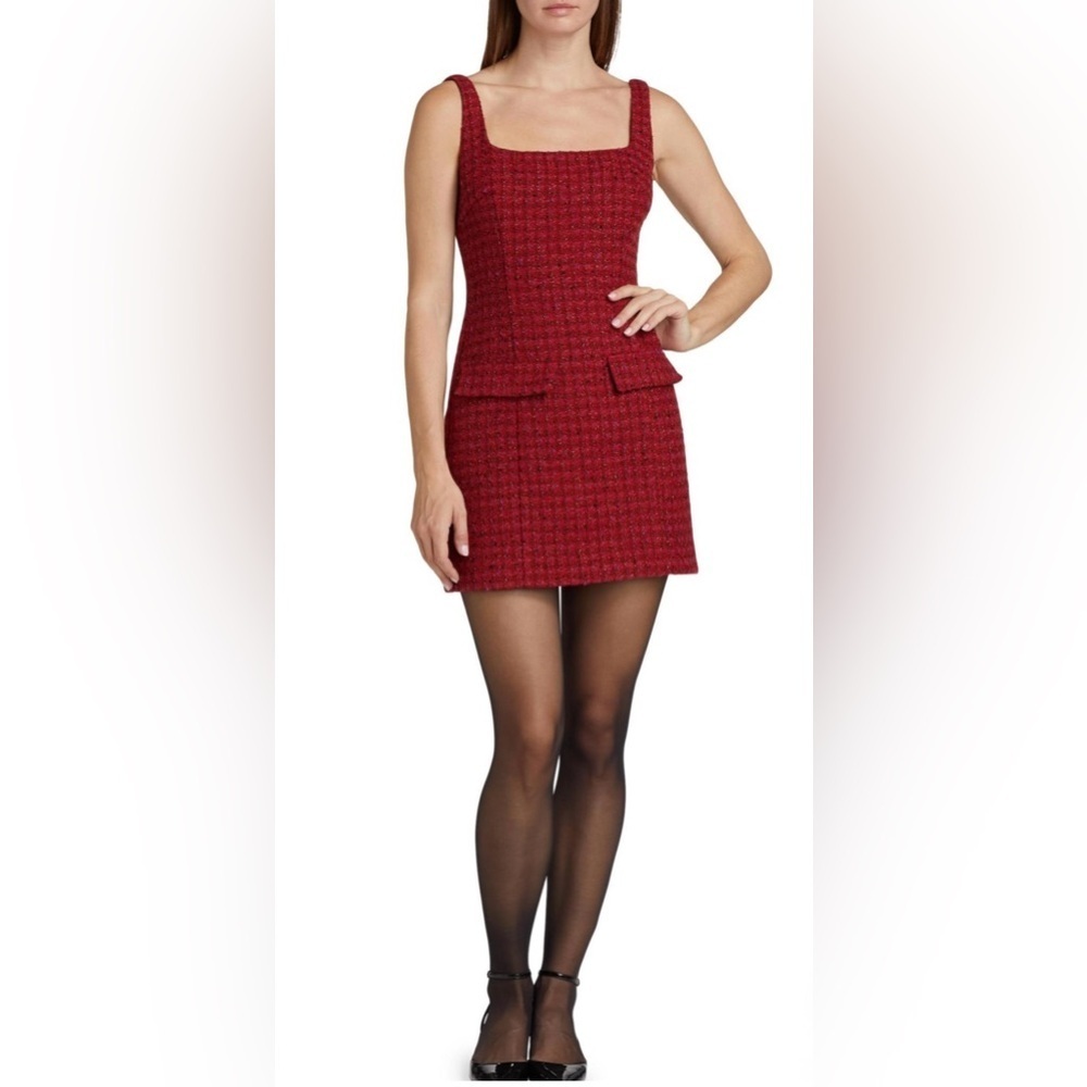 Amanda Uprichard Red Tweed Mini Dress – Size Small